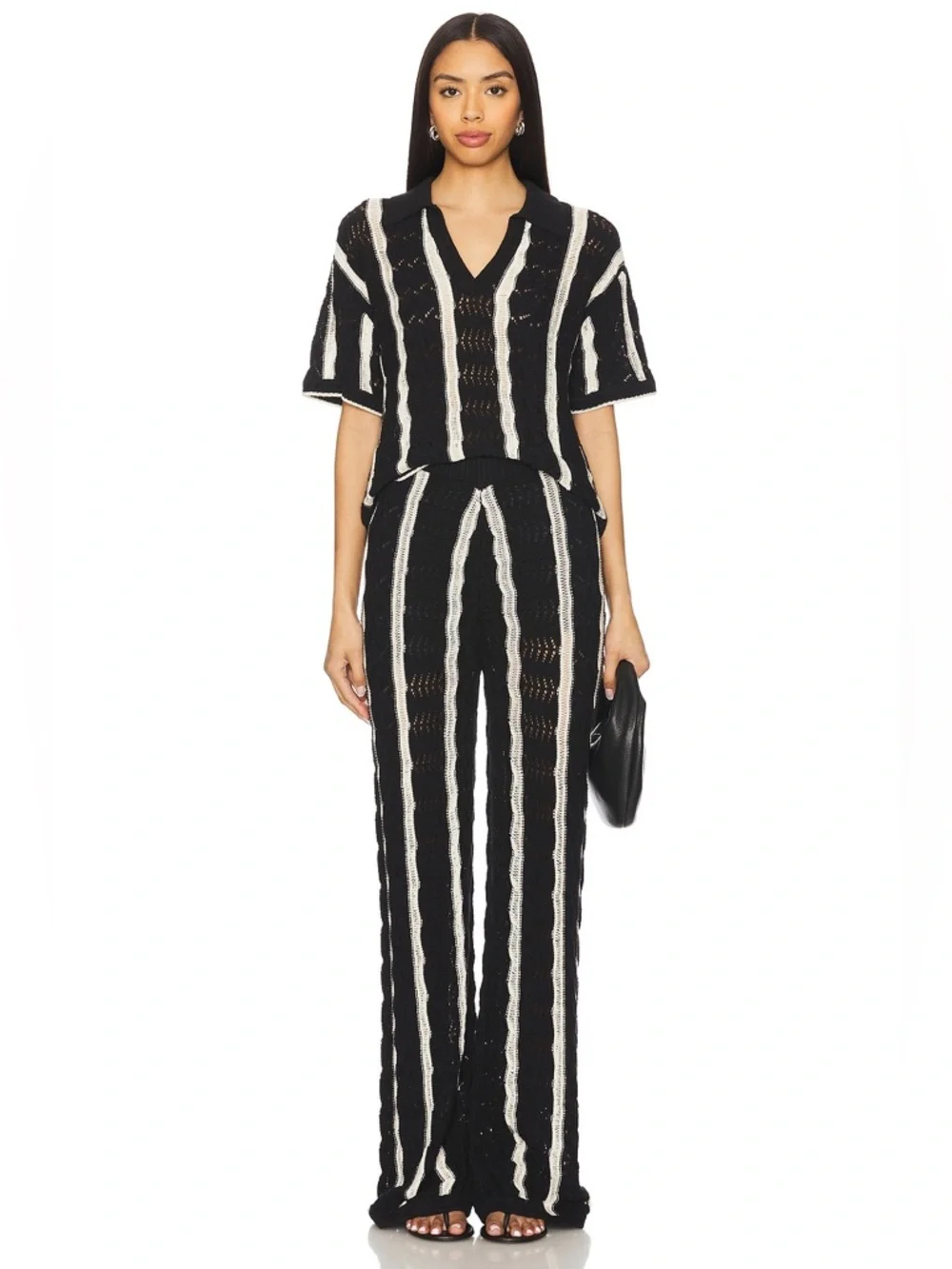 Central Park West High-Rise Wide-Leg Crochet-Knit Pants Novelty Stitch Small NWT - Picture 15 of 15